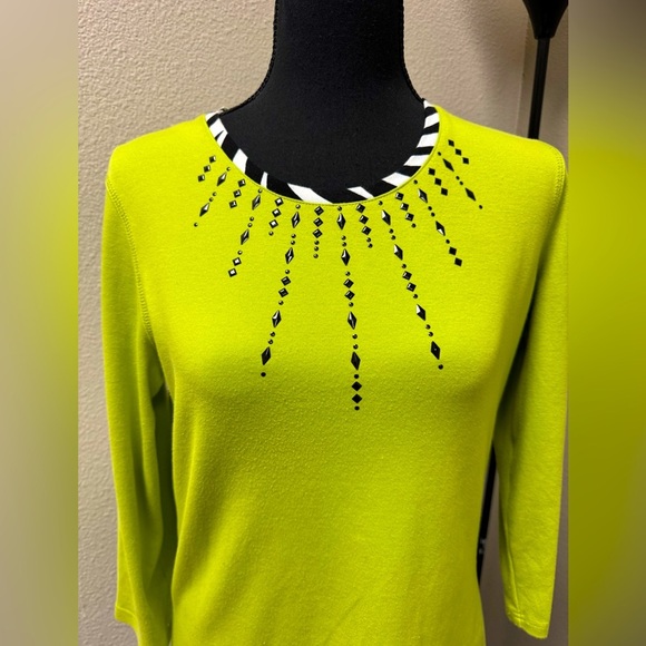 Vincente’ Retro Unique 90s Y2K Vibrant Green Embellished Blouse - Size Small - Picture 2 of 10